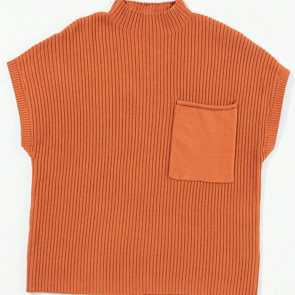 Orange Casual Women's Minimalist Short Sleeve Knit Top - Picture 5 of 9